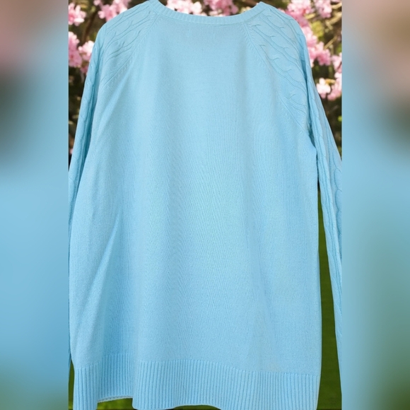 Croft & Barrow The Extra Soft Cabled Crew Neck Sweater Barefoot Beach Large EUC - Picture 9 of 10